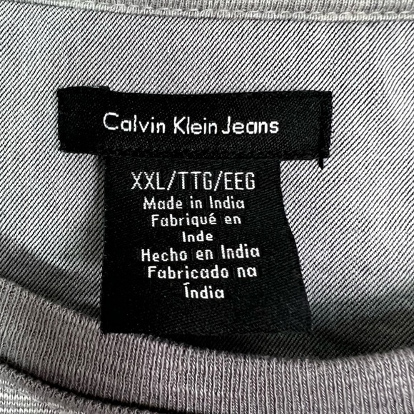 Calvin Klein Jeans Men’s Grey Crewneck Long Sleeve Tee Shirt Sz XXL - Picture 8 of 11
